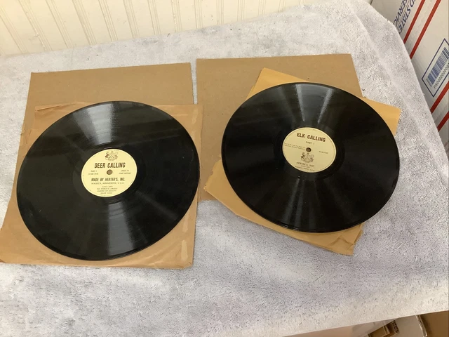 Lot of 2 vintage Herters deer and elk calling albums 78 speed used