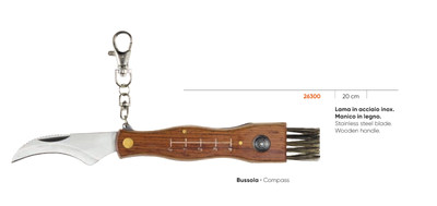 Ausonia Ausonia Coltello coglifunghi lama inox Cm 20 manico legno con mini bussola 
