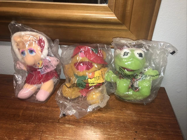 Muppet Babies 1987 McDonald's Christmas Plush Kermit Fozzie Miss Piggy New Bag