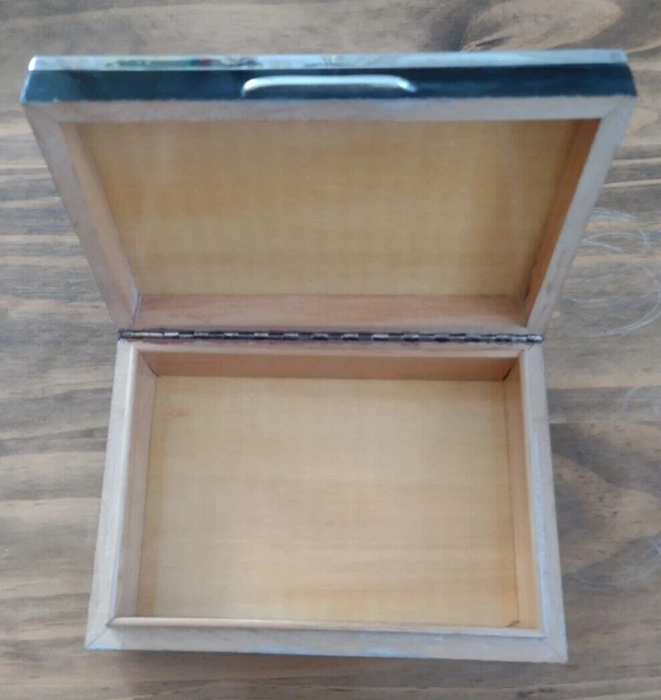 SCATOLA SCRIGNO IN Legno Con Coperchio Argento 800 - Epoca Anni '60