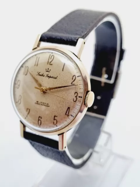 1960`s smiths imperial 9ct 375 dennison gold case cal 0104 gent watch