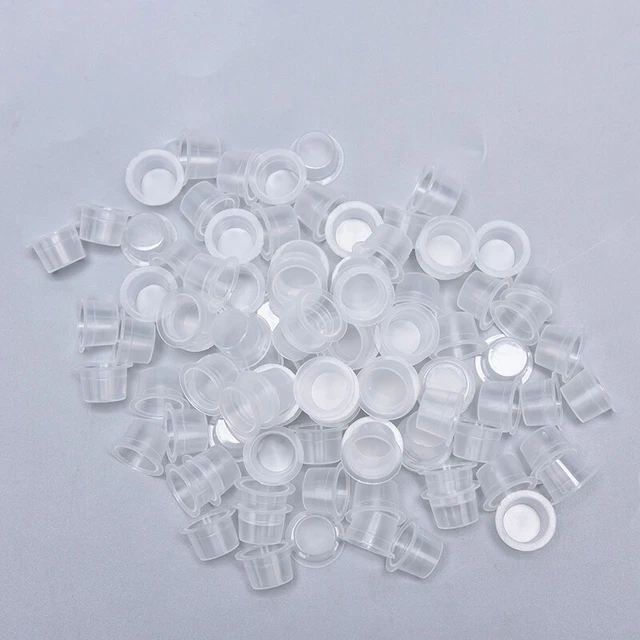100 piezas Tazas de tinta para tatuajes de microblading desechables de plástico ¡Accesorio para tatuajes!
