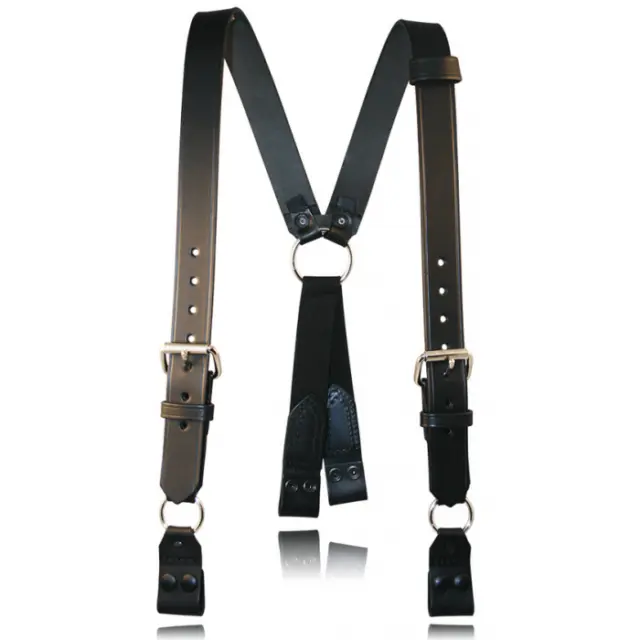 Boston Leather Fireman's Suspenders, Size Regular (39-1/2" - 45-1/2"), Black