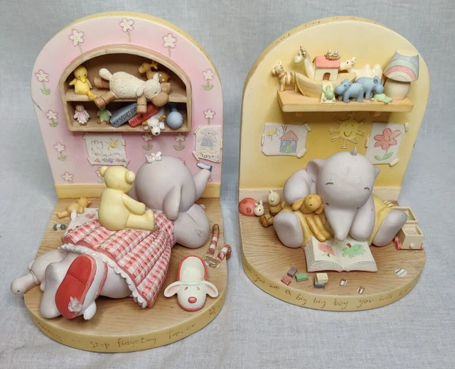 Humphreys Corner Bookends Set of 2 Baby Elephants Michel Co & Sally Hunter 2001