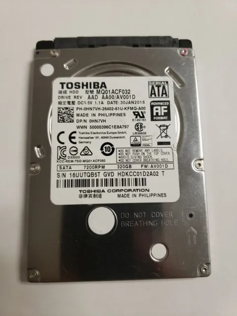 Toshiba 320GB MQ01ACF032 7200RPM 16MB SATA 2.5" Laptop HDD Hard Disk Drive