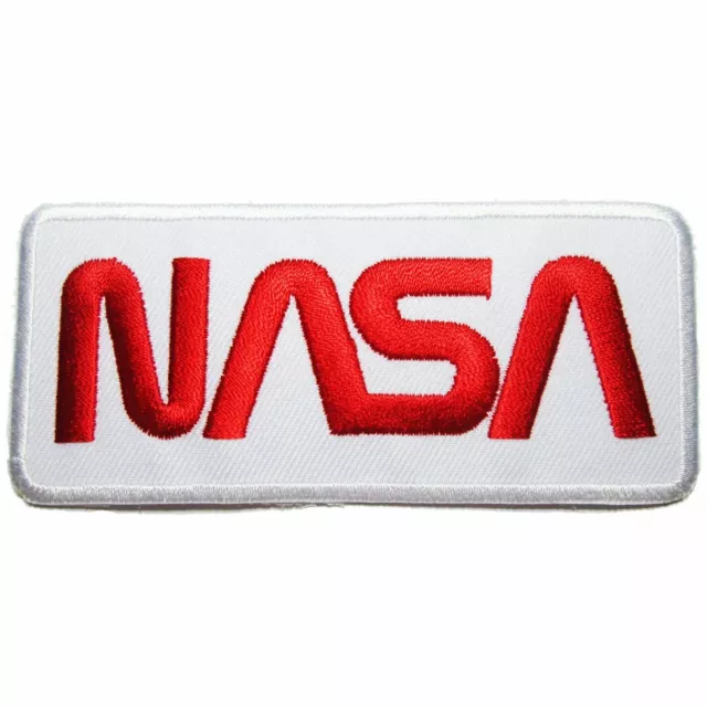 NASA Worm Logo Embroidered Iron on Applique Patch 4" x 1.75 " Meatball Emblem