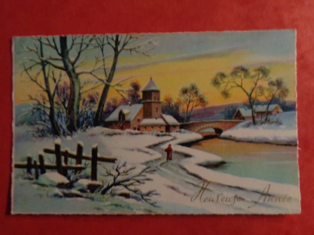 CPA Ancienne Fantaisie – Bonne Année, Village Sous La Neige, Gaufrée, France 1900