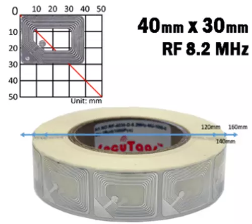 EAS CLEAR SILVER SQUARE RF 8.2 MHz SOFT LABEL TAG 40X30MM CHECKPOINT 1000PCS