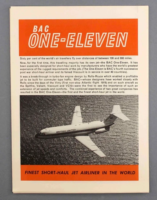 Bac1-11 Manufacturers Sales Brochure One-Eleven Bua British United Airways 1-11