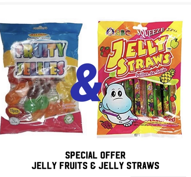 JELLY FRUIT CANDY straws Bags Tik Tok famous Challenge 15pcs x 2