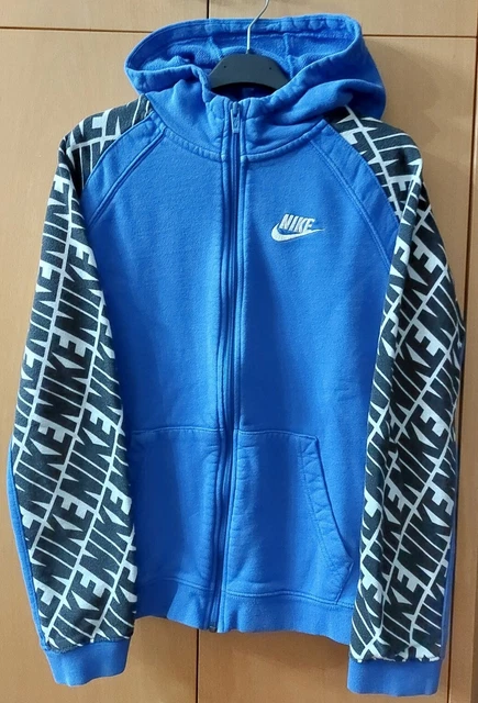 Felpa bambino ragazzo NIKE taglia 13-15 anni XL blu royal con zip e cappuccio