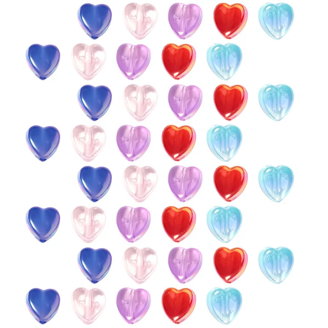 300 Pcs Acrylic Heart Shape Beads Necklace Charm Braclets Iridescent Beads