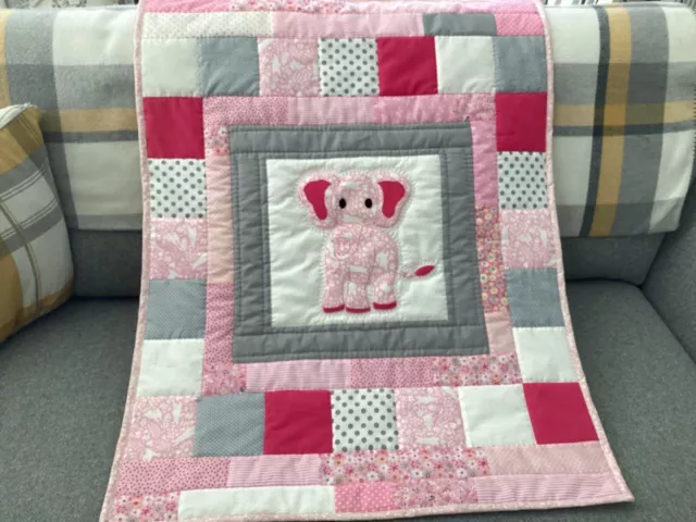 Handmade hand quilted patchwork baby quilt