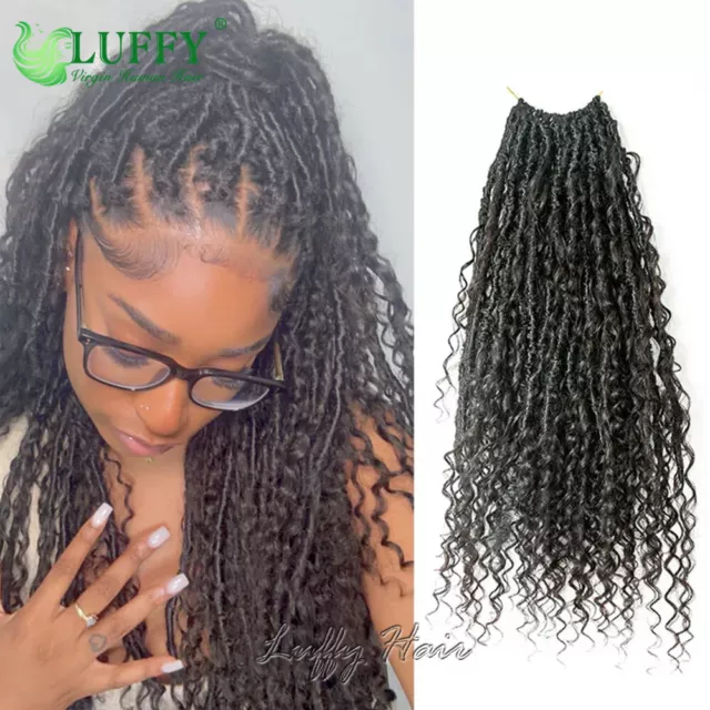 Pre Looped Crochet Boho Locs Hair Extensions With Human Curls Curly Ends Crochet