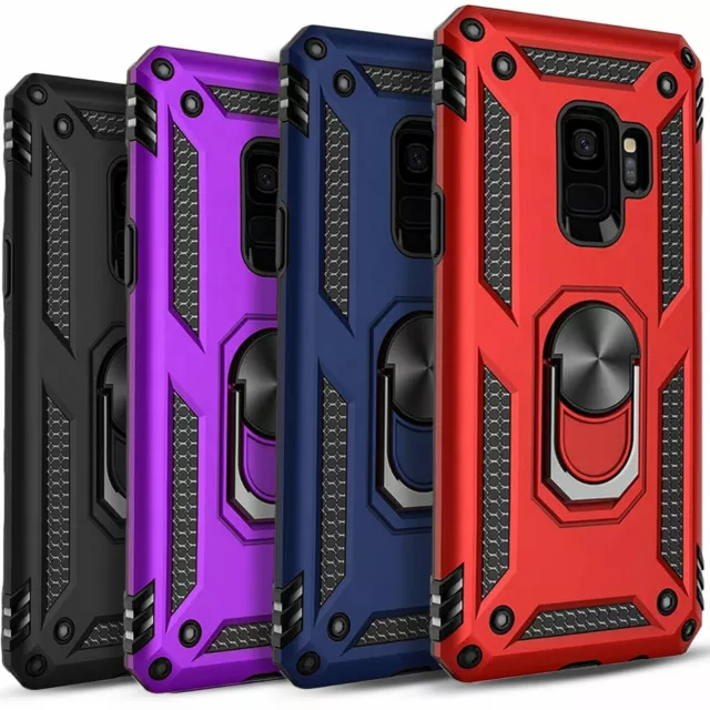 For Samsung Galaxy S9 / S9 Plus Phone Case Kickstand + Tempered Glass Protector