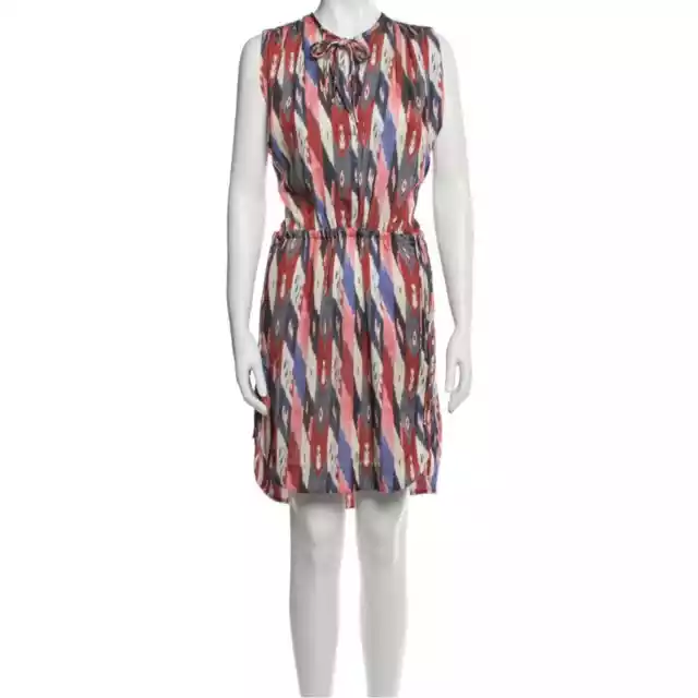 Isabel Marant Etoile Hollis Sleeveless Drawstring Waist Ikat Print Dress Size XS 2