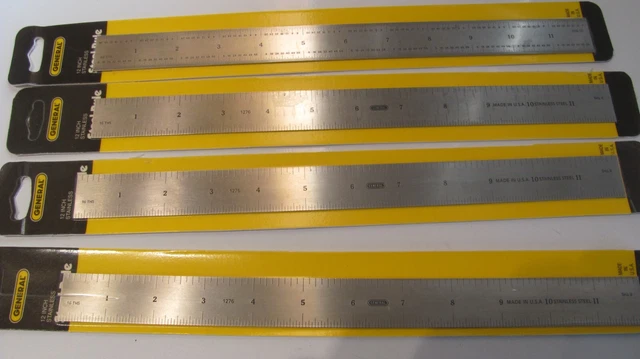 Lot of 4 GENERAL Tools No 1276 12" Stainless Steel Machinist Rule new USA made