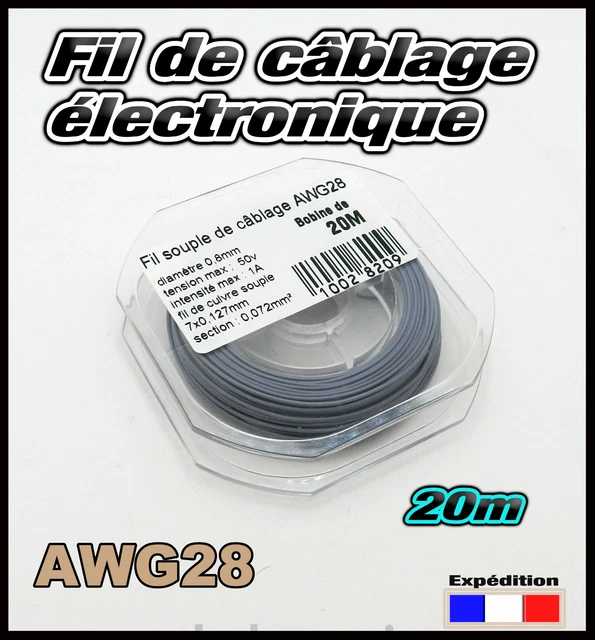Fil De Câblage Gris 0.04mm2 X 10m UTM-100410GS - UTM Modélisme Ferroviaire