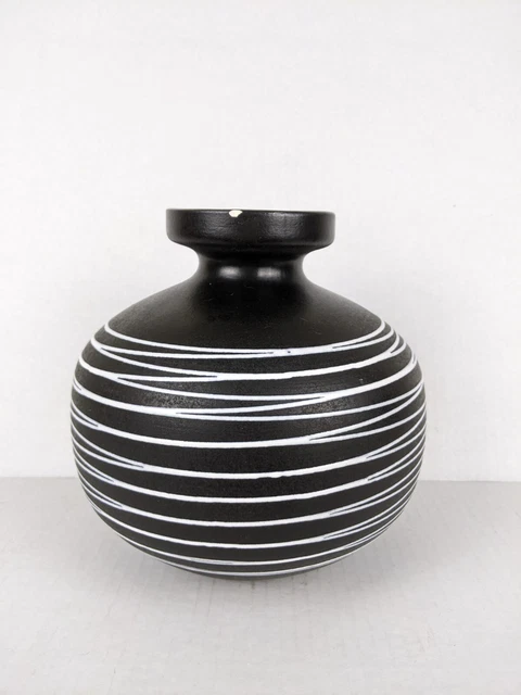 Royal Haeger Zebra Striped Vase Mid Century Modern Black White as is #4152