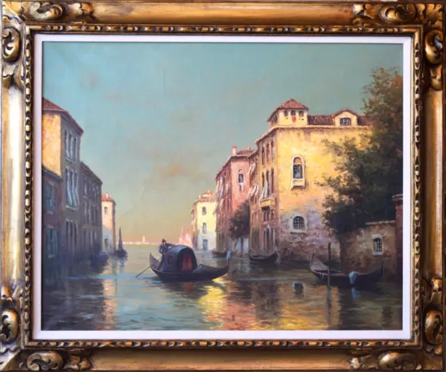 Vintage Original Oil Painting Venice Cityscape Scene Signed Framed
