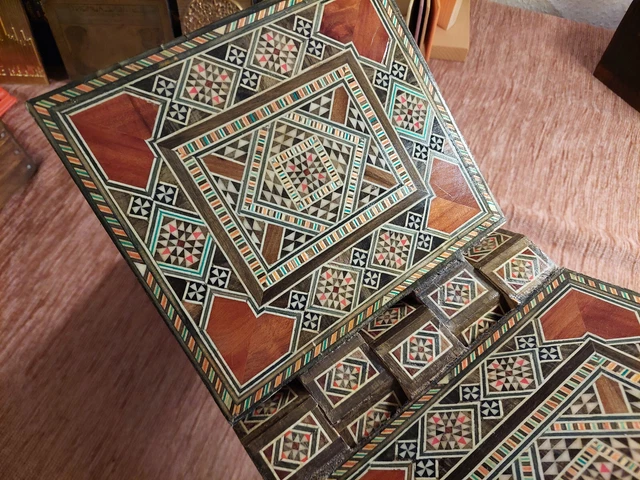 Prachtvoller KORAN LESETISCH Holz Intarsien LESEPULT  ISLAM Quran HANDARBEIT 3
