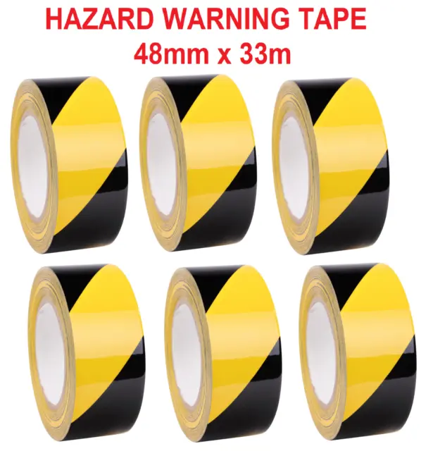 6 x Hazard Warning Reflective Floor Marking Tape for Security & Safety 48mmx33m*