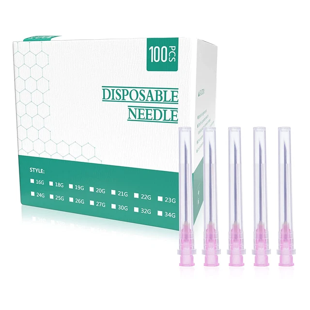 100Pack 18 Gauge 1.5 Inch Disposable Luer Lock Accessories, Individually Wrappe