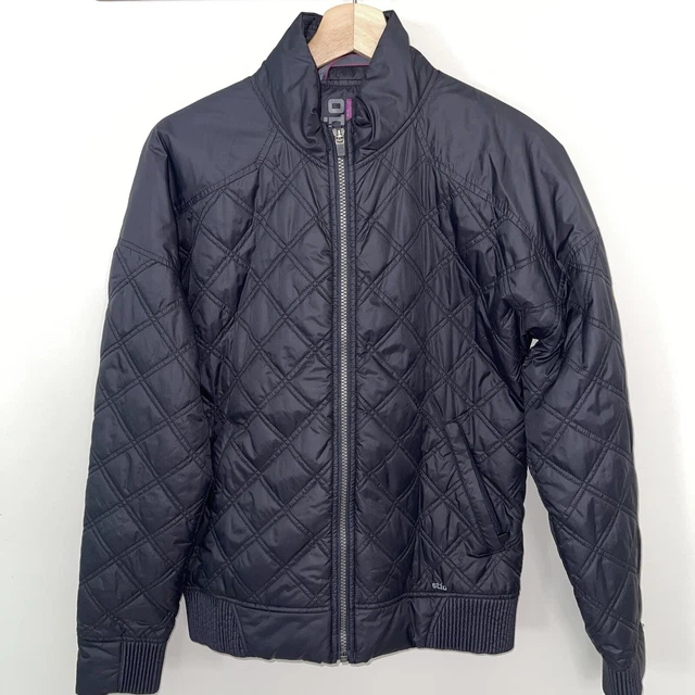 Stio Womens Skyrider Quilted Diamond Stitch Puffer Zip Bomber Jacket M NEW Black