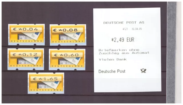 X24 "BUND 2002 ATM postfr"  Briefkasten VS8 Satz  5 Werte,  MiNr: 5.1 ohne Nr