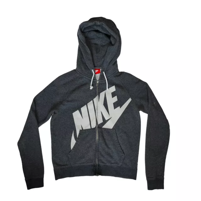 NIKE Hoodie Full ZipRed Tag Gray Sweatshirt Jacket Spell Out Logo Size M