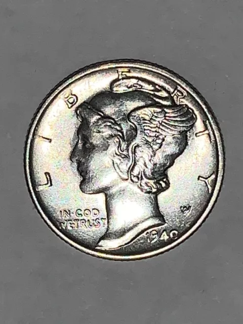Rare Old 1940 S Mercury Dime Solid Gem BU 90% Silver US Coin Collection lot 