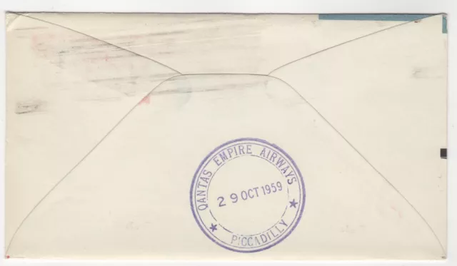 1959 Oct 27th. First Flight Cover. Qantas, Australia to England. AAMC 1411a. 2