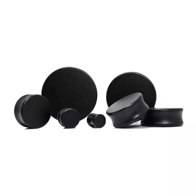 Pair of Double Flare Solid Lotus Wood Organic Ear Plugs Black