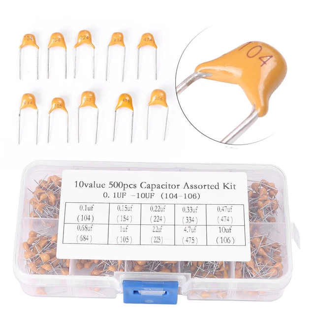 500 pz 10 valore 50 V 0,1 uF~10 uF kit fai da te con condensatore ceramico elettronico