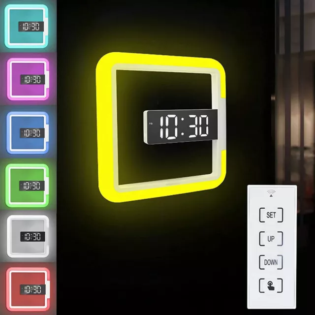 LED Electric Digital Alarm Clock Mains RGB Light Mirror Temperature Display New