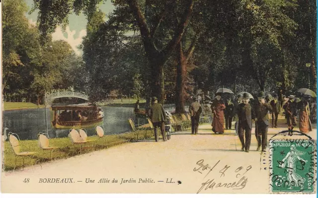 Cpa Bordeaux - Une Allee Du Jardin Public - 30/07/1909