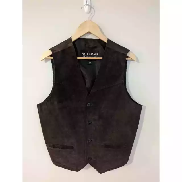 Vintage Brown Wilsons Leather Suede Vest Size L Men’s Nylon Back