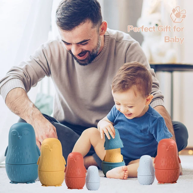 Color Size Matching Toys Gifts Montessori Toy for Boys Girls (Blue Penguin) 3