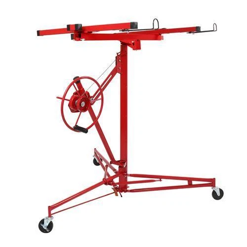 11FT Drywall Panel Hoist Dry Wall Rolling Caster Lifter Construction Tool Red