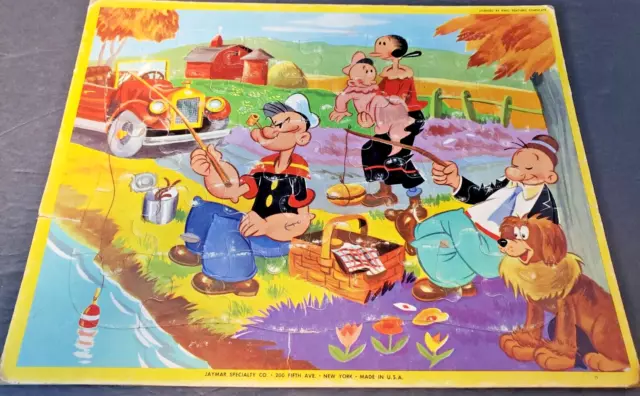 Vntg Set 2 Jaymar Popeye The Sailor Frame Tray Puzzle Cartoon Wimpy Olive Brutas