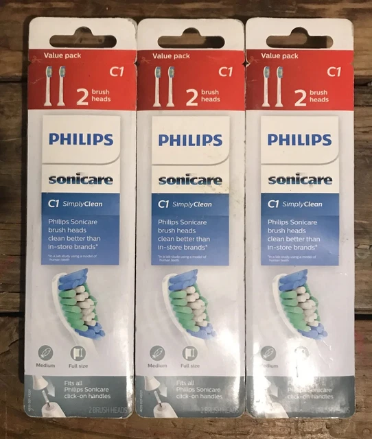 6 cabezales de cepillo de repuesto Philips Sonicare C1 de fácil limpieza - ¡Nuevos en caja!