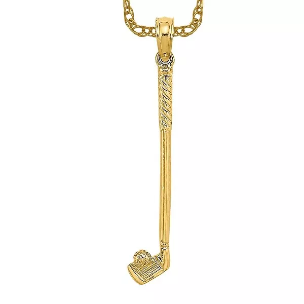 14K Yellow Gold Single Golf Club Ball Necklace Charm Pendant