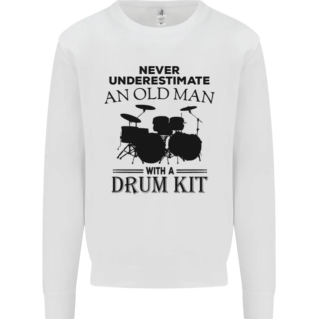 Old Man Drumming Drum Kit Drummer Funny Kids Sweatshirt Jumper