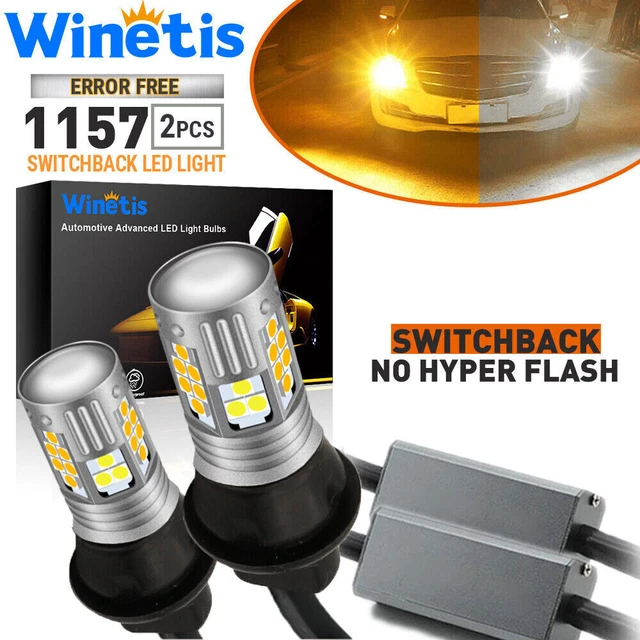 White Amber 1157 2357 2057 LED Bulbs Front Turn Signal DRL Driving Light Canbus