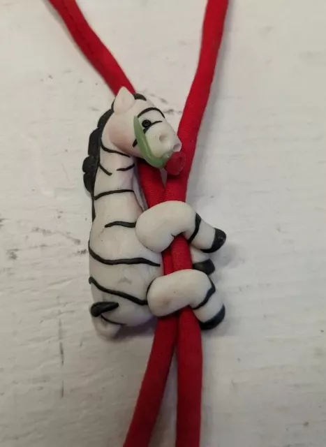 Vintage 3D Zebra Bolo Tie Whimsical Zebra Figure Sculpture