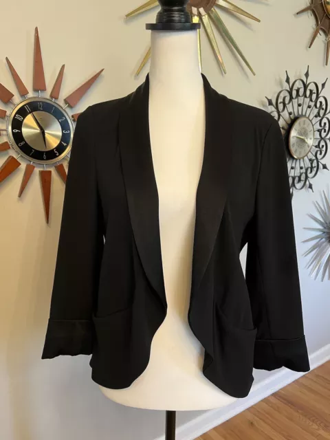 Aritzia Wilfred  Jacket Open Front Blazer Crepe Tuxedo 3/4 Sleeve 8