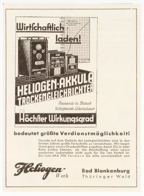 BAD BLANKENBURG, Werbung / Anzeige 1939, Heliogen-Werk Trockengleichrichter