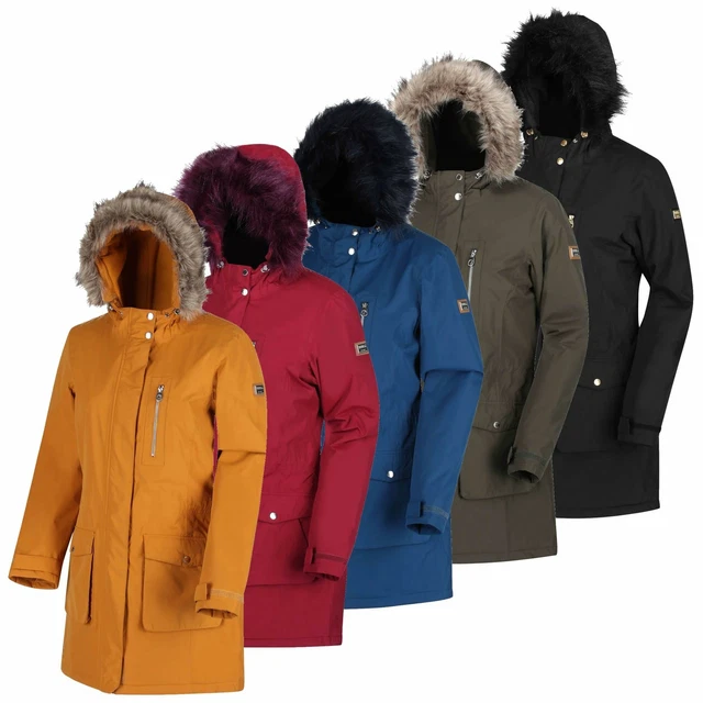 Women's serleena fur trimmed waterproof insulated jacket gold cumin cheap