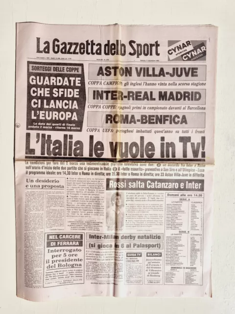 Journal Screen Sport 11 December 1982 Aston Villa-Juventus Inter-Real Madrid