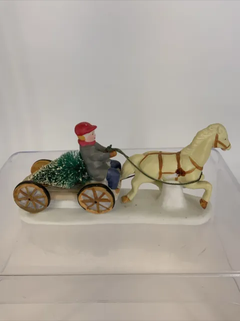 Vtg 1992 Lemax Hearthside Christmas Village Porcelain Horse and Wagon Figurine 2